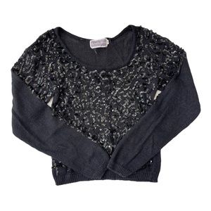 VTG Samantha Starr Angora Black Sequin Sweater Med